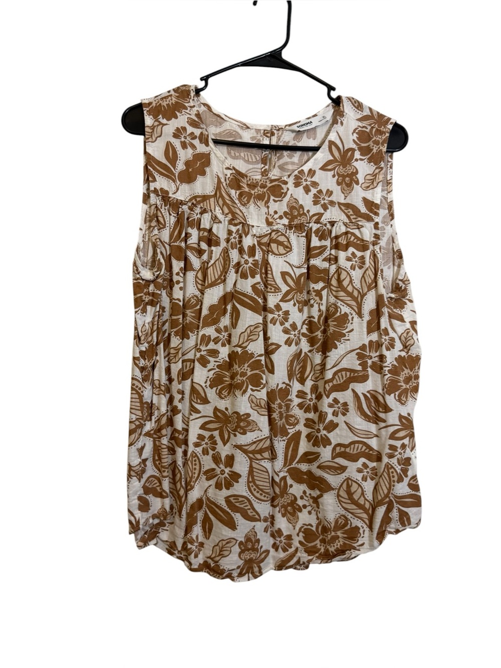 Sonoma Brown Floral Sleeveless Tank Top sz XL